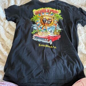 Black and Red Short Sleeve Tee with Vibrant Graphic